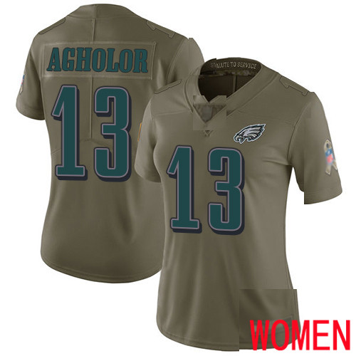 Women Philadelphia Eagles #13 Nelson Agholor Limited Olive 2017 Salute to Service Football NFL Jersey->women nfl jersey->Women Jersey